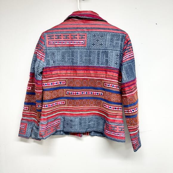 Coldwater Creek Womens Blazer Jacket Southwestern Boho Denim Artsy Multi 10P - Picture 3 of 3